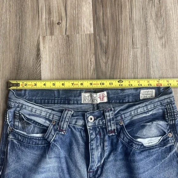 Nation Of Saints Men's Blue Jeans Original Straight Cotton Size 34 x 30 Grunge - Picture 7 of 9